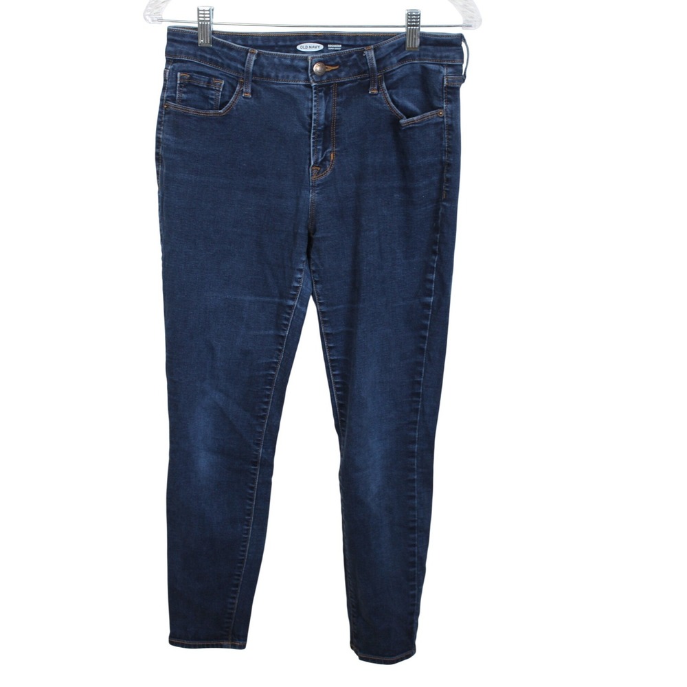 Old Navy Rockstar Super Skinny Jeans Womens 8 Short Dark Wash Mid Rise Denim